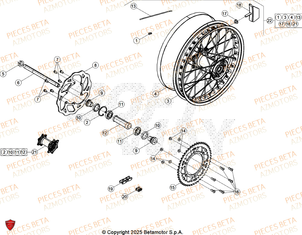 Roue Arriere BETA Pieces BETA CROSS RX 450 4T - (2026)