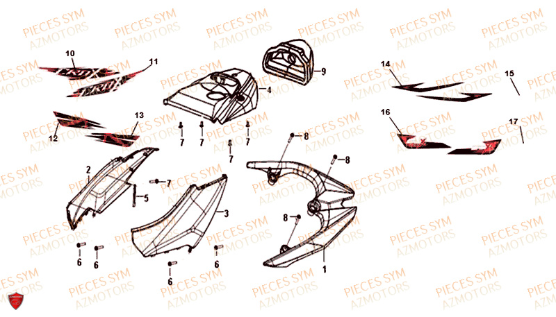 Carenage Lateral SYM Pièces CROX 50 - AE05WA-EU (2018-2020)