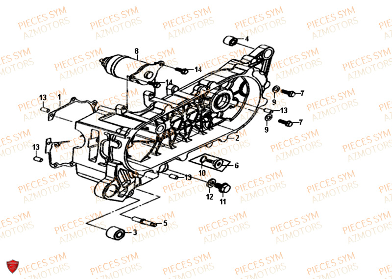 Carter Moteur Gauche SYM Pièces CROX 50 - AE05WA-EU (2018-2020)
