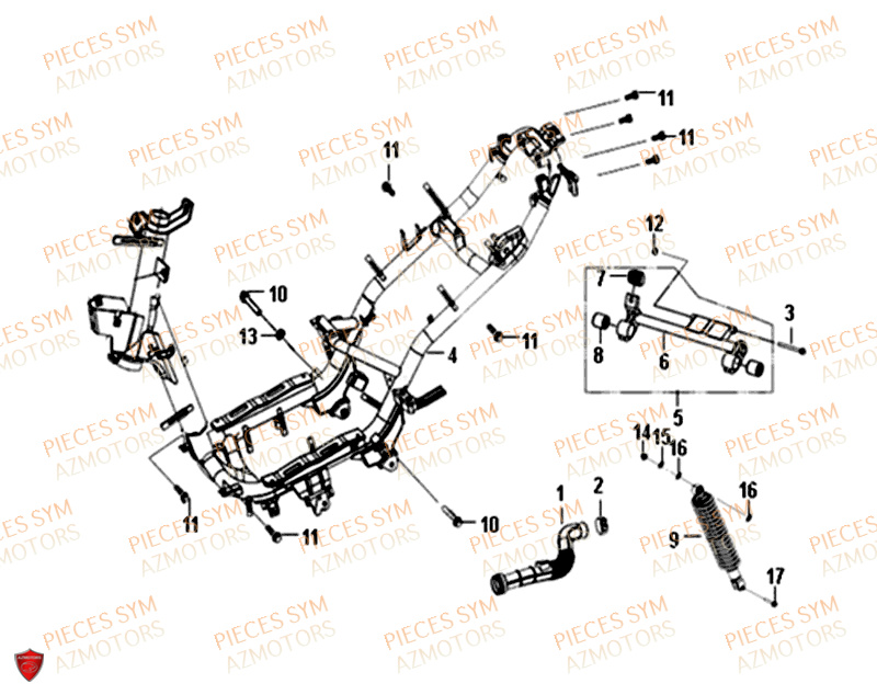 Chassis SYM Pièces CROX 50 - AE05WA-EU (2018-2020)