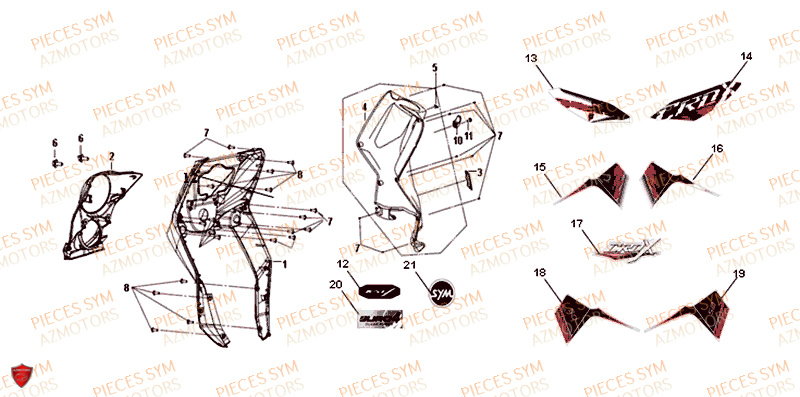 Face Avant SYM Pièces CROX 50 - AE05WA-EU (2018-2020)