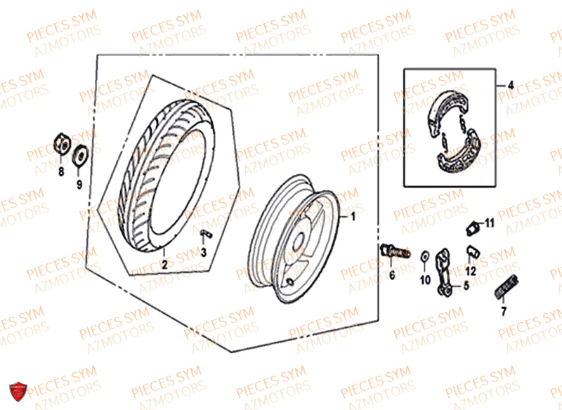 Roue Arriere SYM Pièces CROX 50 - AE05WA-EU (2018-2020)