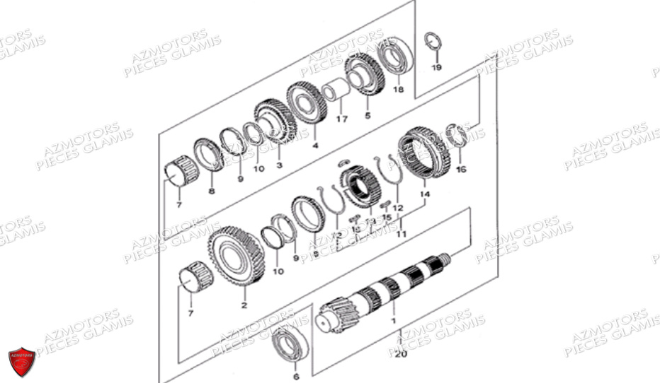 Boite De Vitesses Axe Intermediaire GLAMIS Pièces Buggy GLAMIS CRUISER 850 EFI [2011-2012]