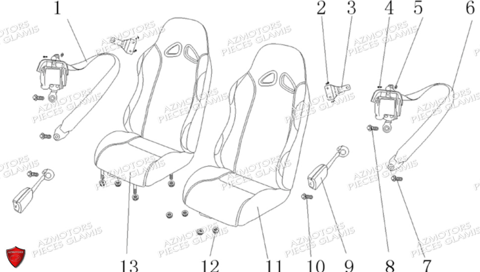 Sieges Ceinture De Securite GLAMIS Pièces Buggy GLAMIS CRUISER 850 EFI [2011-2012]