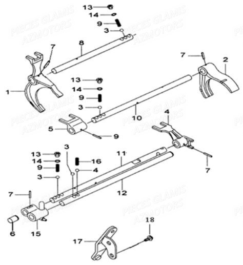 TRINGLERIE DE VITESSES AZMOTORS CRUISER 2011 12