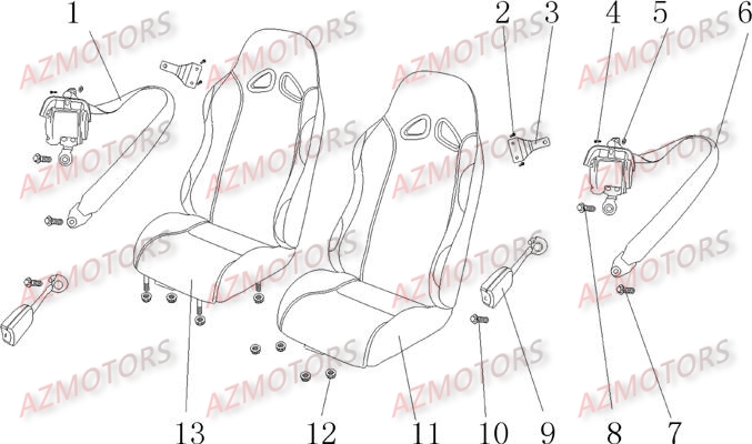 Sieges   Ceinture De Securite AZMOTORS Pièces Buggy GLAMIS CRUISER 850 GT [2014]