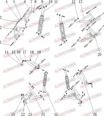 Suspension Avant AZMOTORS Pièces Buggy GLAMIS CRUISER 850 GT [2014]