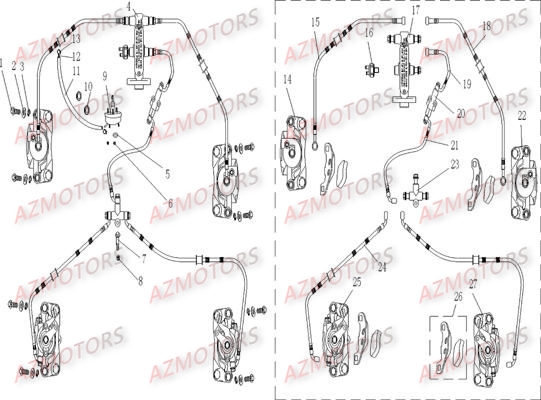 Systeme De Freinage AZMOTORS Pièces Buggy GLAMIS CRUISER 850 GT [2014]