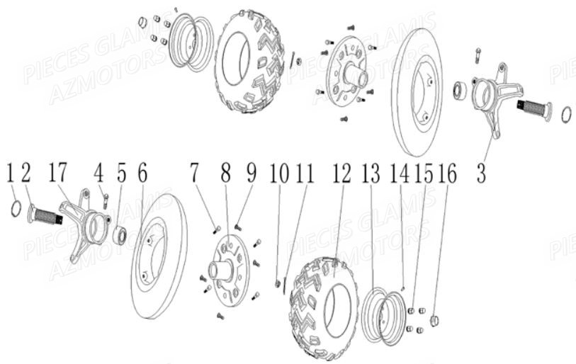 Roue Avant GLAMIS Pièces Buggy GLAMIS CRUISER 850 EFI
