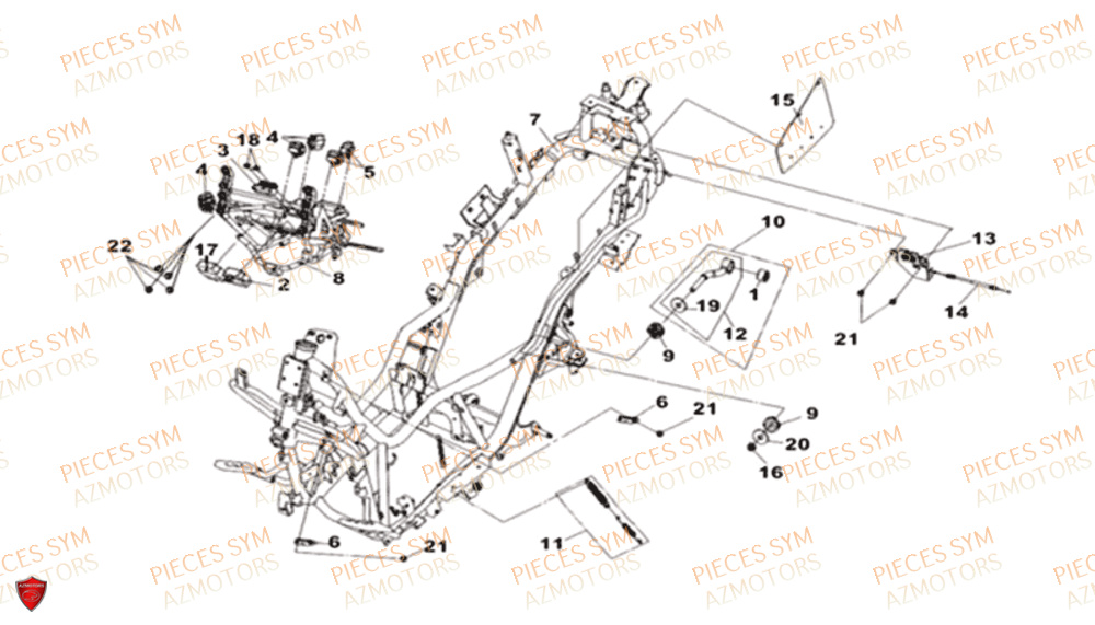 Cadre SYM Pièces CRUISYM 300 - LV30W1-EU (2018-2020)