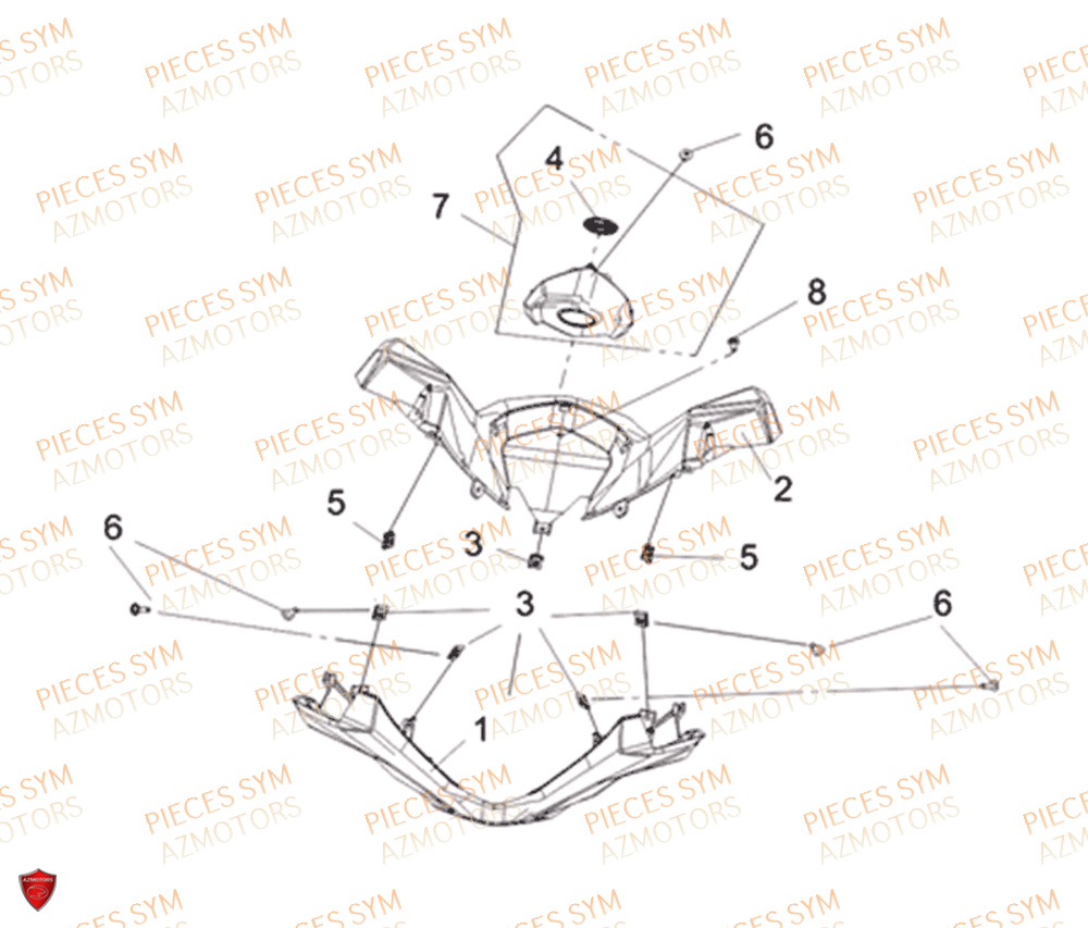 Carenages Guidon SYM Pièces CRUISYM 300 - LV30W1-EU (2018-2020)