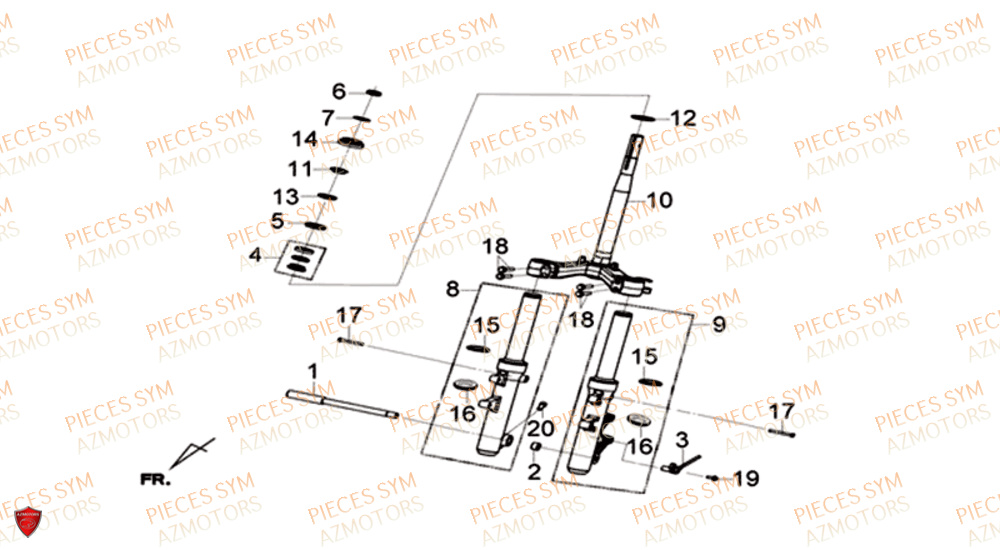 Colonne De Direction SYM Pièces CRUISYM 300 - LV30W1-EU (2018-2020)