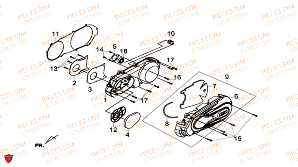 Couvre Carter Gauche SYM Pièces CRUISYM 300 - LV30W1-EU (2018-2020)