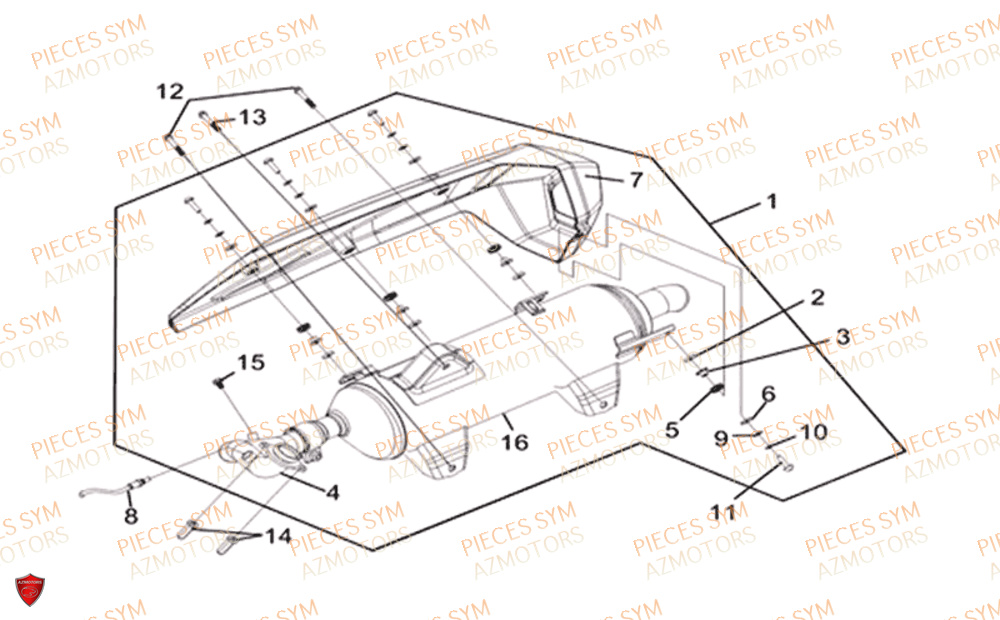 Echappement SYM Pièces CRUISYM 300 - LV30W1-EU (2018-2020)