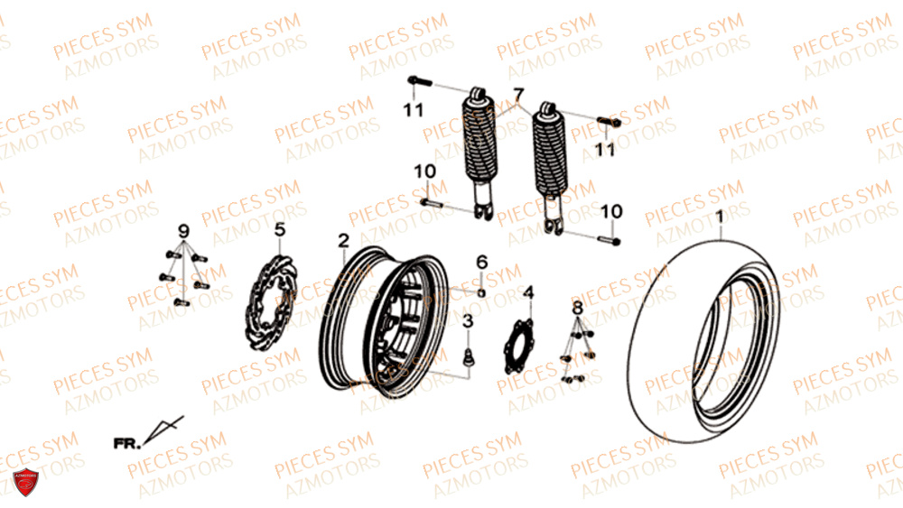 Roue Arriere SYM Pièces CRUISYM 300 - LV30W1-EU (2018-2020)