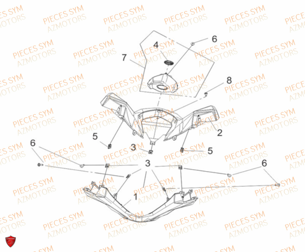 Carenages Guidon SYM Pièces CRUISYM 300 - LV30W1Z1-EU (2019)