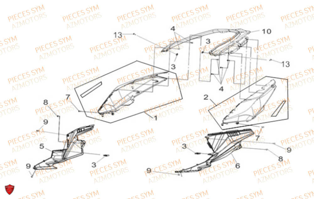 Carenages Lateraux SYM Pièces CRUISYM 300 - LV30W1Z1-EU (2019)