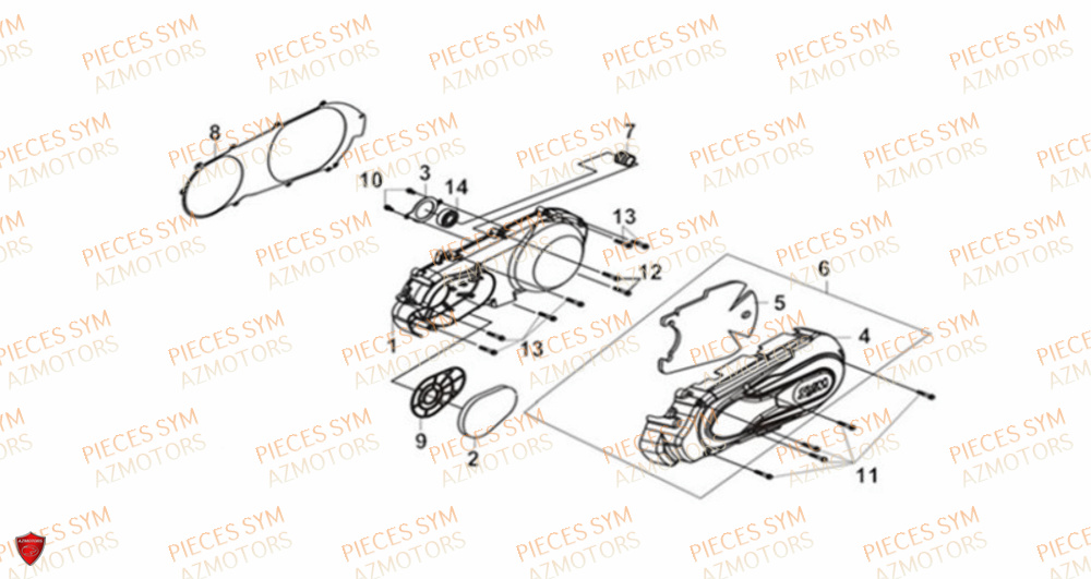 Couvre Carter Gauche SYM Pièces CRUISYM 300 - LV30W1Z1-EU (2019)