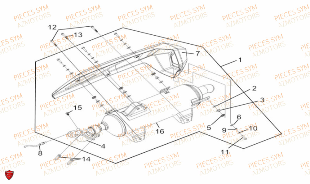 Echappement SYM Pièces CRUISYM 300 - LV30W1Z1-EU (2019)