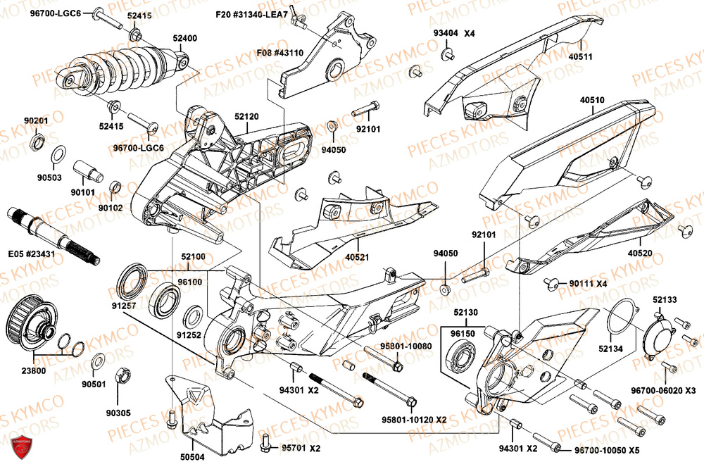 Amortisseur KYMCO Pièces Scooter CV3 575 4T EURO5+ (SBA1EA)