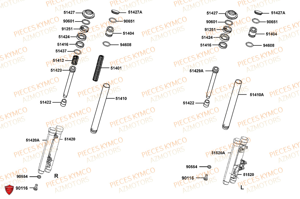 Batons De Fourche KYMCO Pièces Scooter CV3 575 4T EURO5+ (SBA1EA)