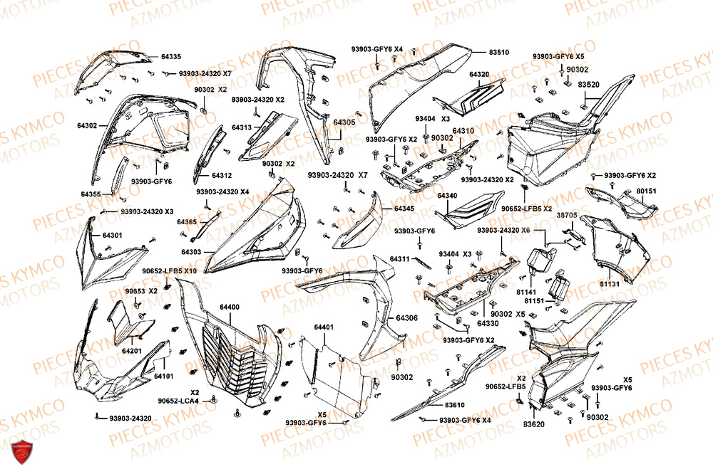 Carenage Avant KYMCO Pièces Scooter CV3 575 4T EURO5+ (SBA1EA)