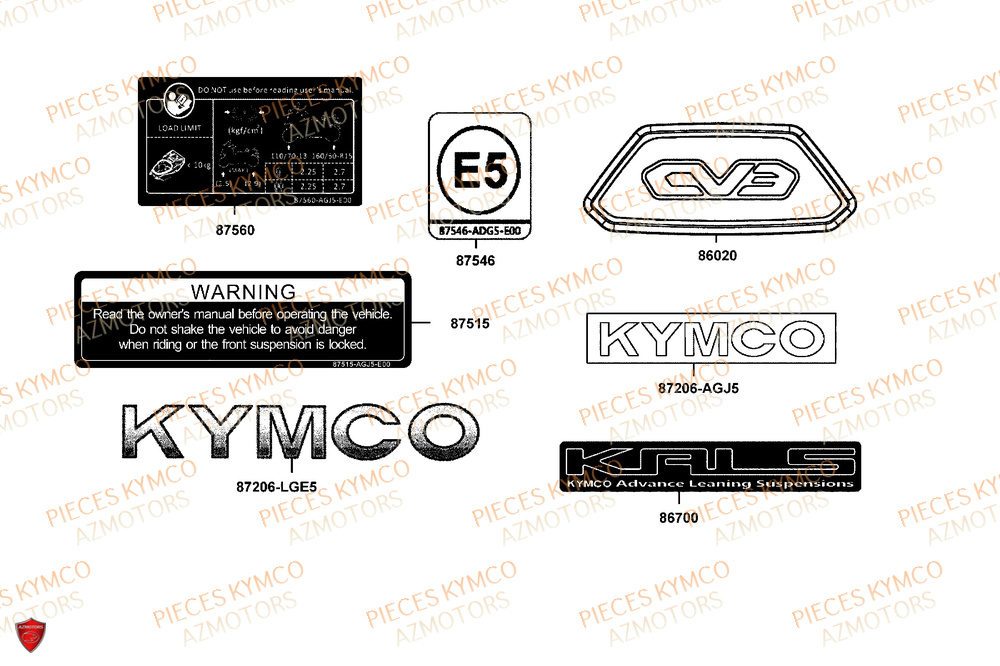 Decors KYMCO Pièces Scooter CV3 575 4T EURO5+ (SBA1EA)
