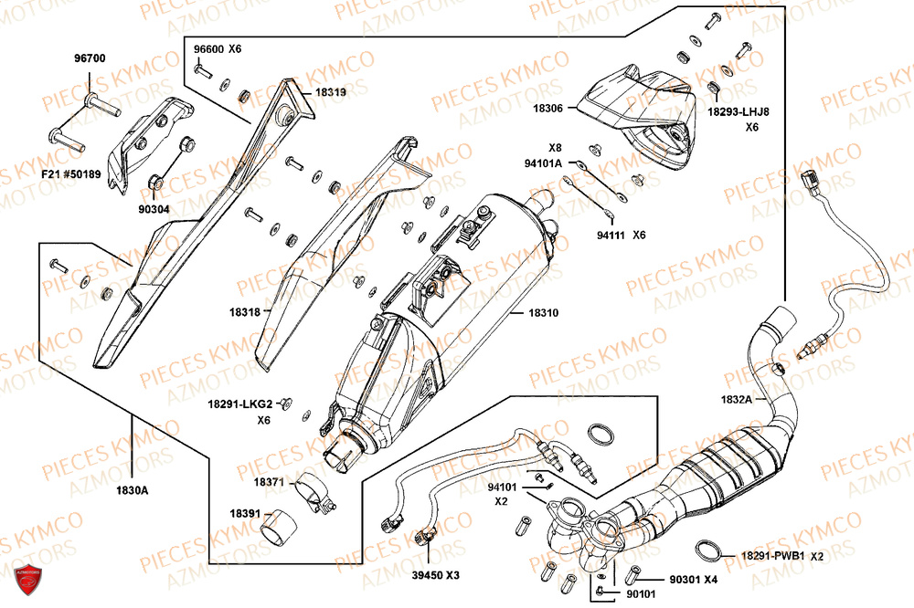 Echappement KYMCO Pièces Scooter CV3 575 4T EURO5+ (SBA1EA)