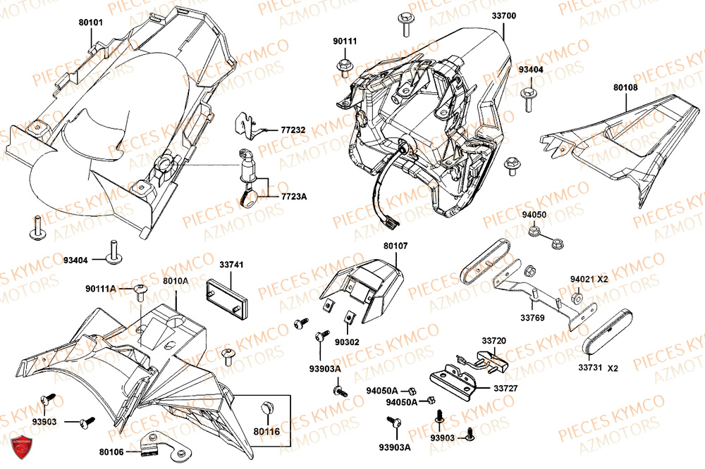 Feu Arriere KYMCO Pièces Scooter CV3 575 4T EURO5+ (SBA1EA)
