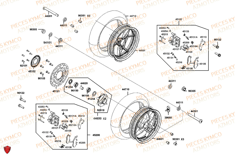 Roues Avant KYMCO Pièces Scooter CV3 575 4T EURO5+ (SBA1EA)