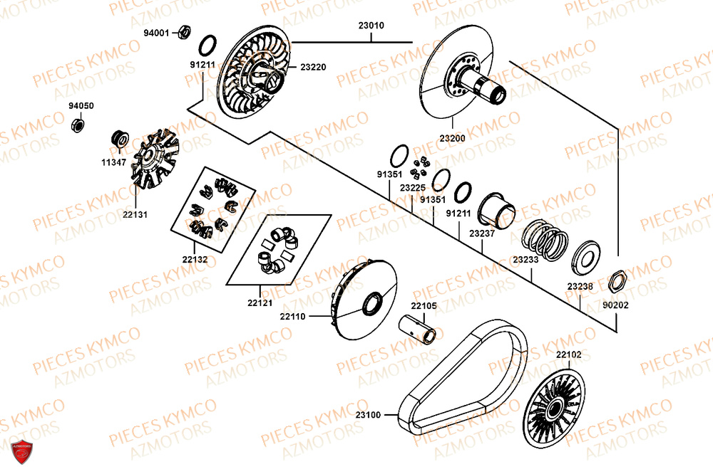 Variateur KYMCO Pièces Scooter CV3 575 4T EURO5+ (SBA1EA)