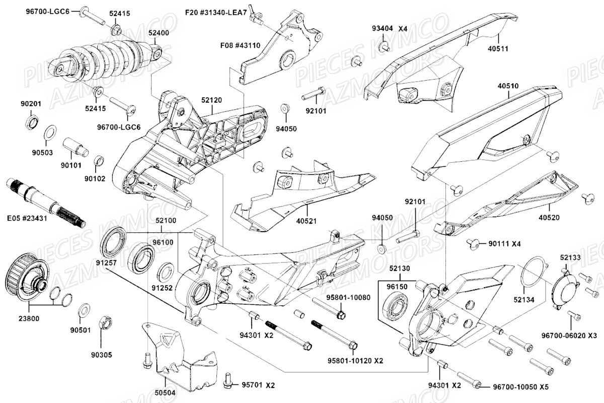 Amortisseurs KYMCO Pièces Scooter Kymco CV3 550 4T EU V (SBA1CA)