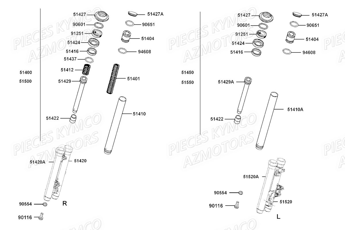 Batons De Fourche KYMCO Pièces Scooter Kymco CV3 550 4T EU V (SBA1CA)