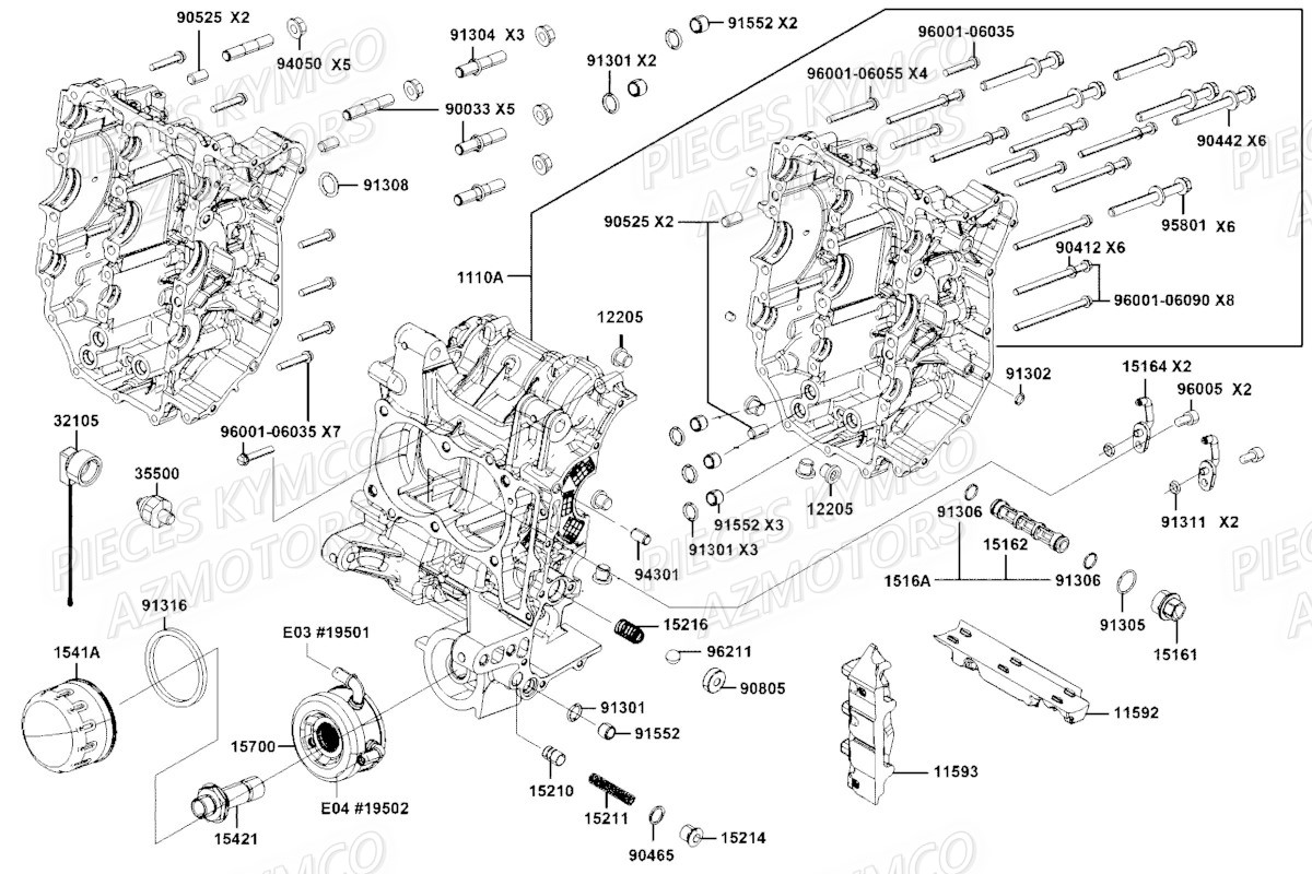 Carters Moteur KYMCO Pièces Scooter Kymco CV3 550 4T EU V (SBA1CA)
