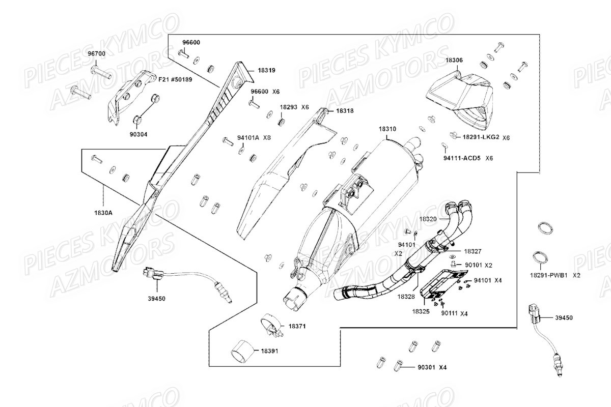 Echappement KYMCO Pièces Scooter Kymco CV3 550 4T EU V (SBA1CA)