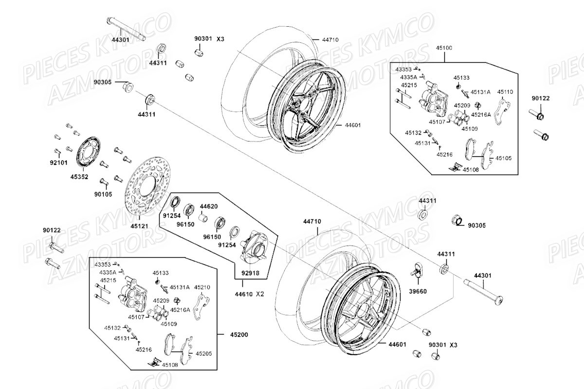 Roues Avant KYMCO Pièces Scooter Kymco CV3 550 4T EU V (SBA1CA)