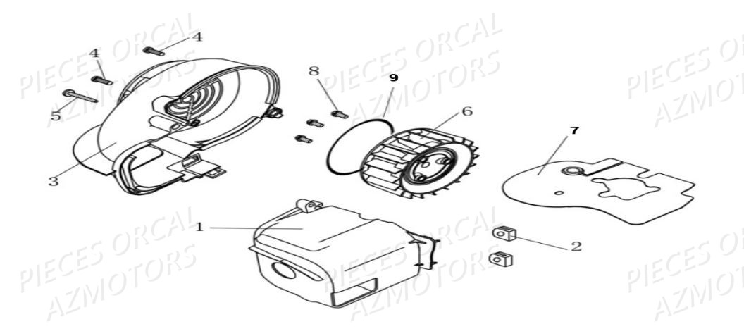 Capot Refroidissement ORCAL Pièces Orcal CAVARO 50cc 2 temps 