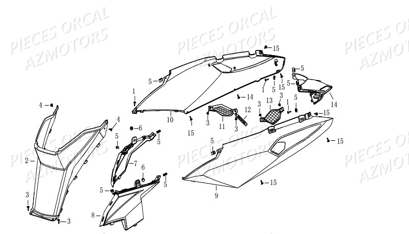 Carenages Arriere ORCAL Pièces Orcal CAVARO 50cc 2 temps 