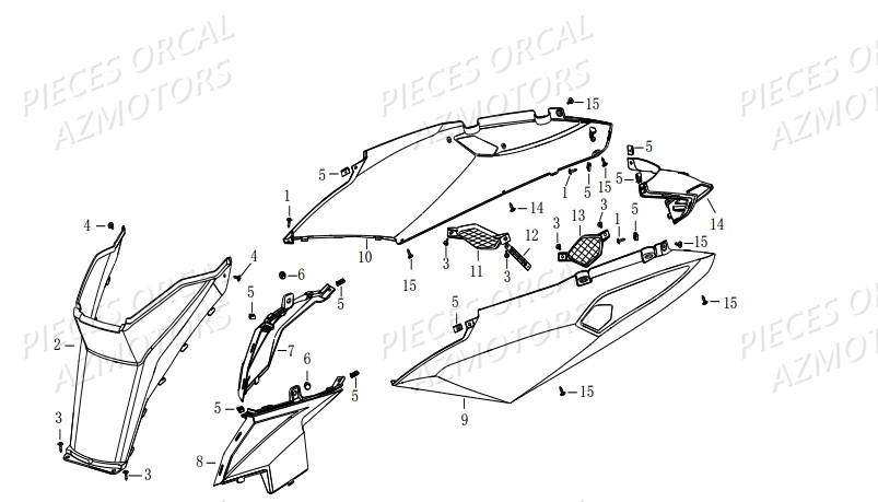 CARENAGES ARRIERE ORCAL Cavaro 50 2T