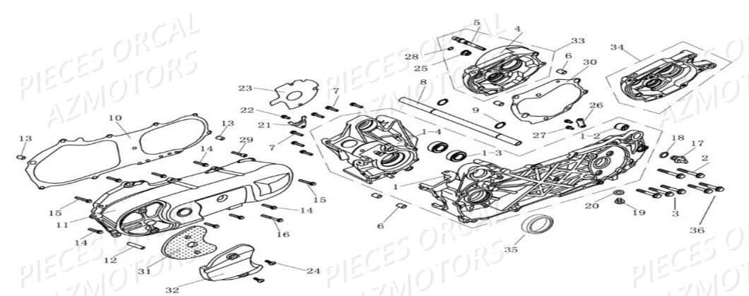 Carter Moteur Gauche ORCAL Pièces Orcal CAVARO 50cc 2 temps 