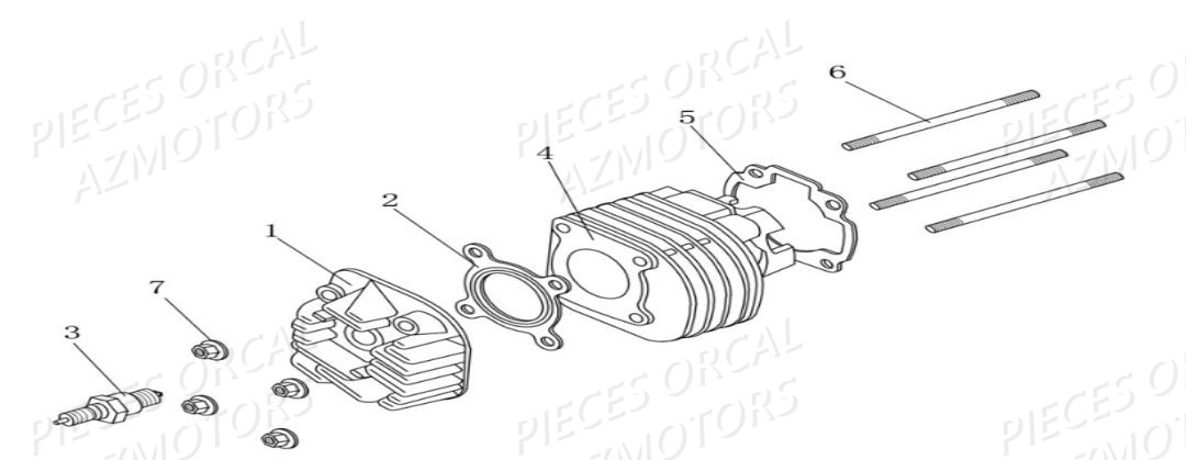 Culasse ORCAL Pièces Orcal CAVARO 50cc 2 temps 