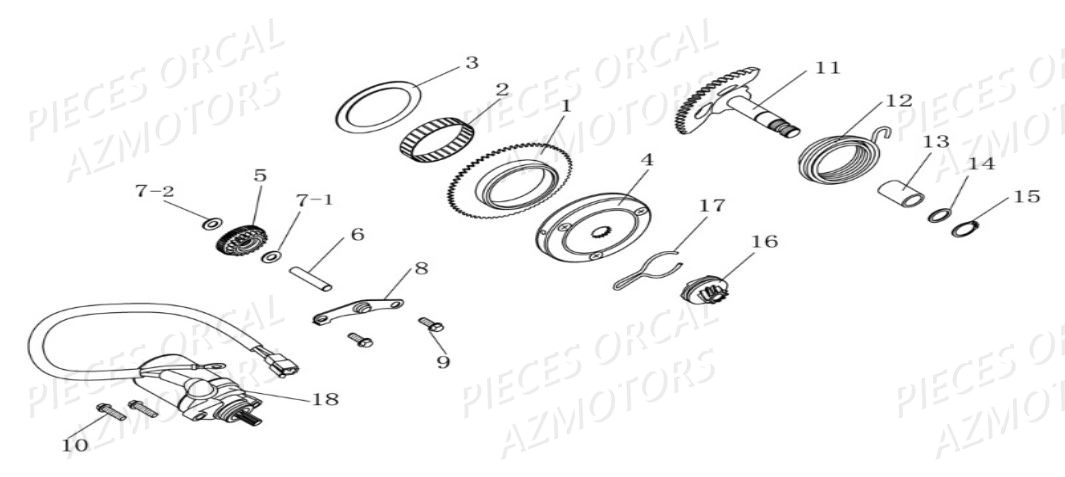 Demarreur ORCAL Pièces Orcal CAVARO 50cc 2 temps 