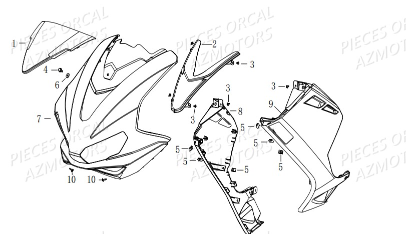 Face Avant ORCAL Pièces Orcal CAVARO 50cc 2 temps 