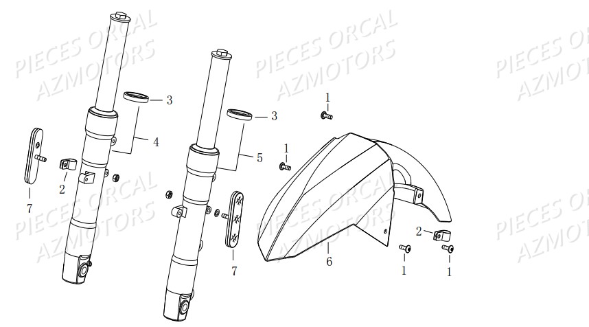 Fourche Garde Boue Avant ORCAL Pièces Orcal CAVARO 50cc 2 temps 