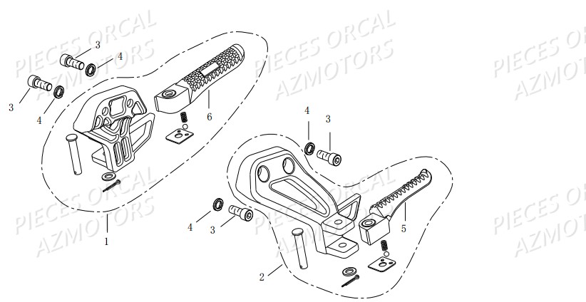 Repose Pieds ORCAL Pièces Orcal CAVARO 50cc 2 temps 