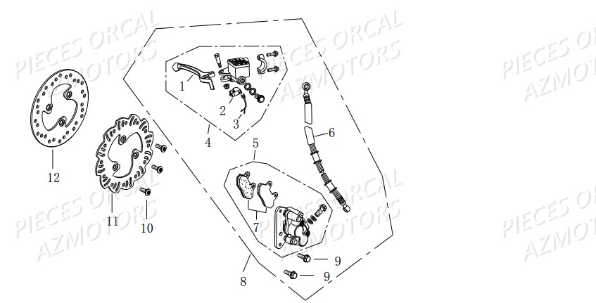 Systeme De Freins ORCAL Pièces Orcal CAVARO 50cc 2 temps 