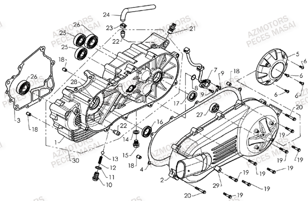 Carter Bas Moteur Gauche MASAI Pièces Quad D360 - BLACK DEMON Dès 2008