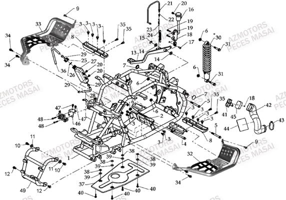 Chassis AZMOTORS Pièces Quad D360 - BLACK DEMON Dès 2008