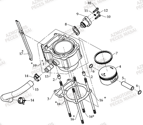 Cylindre AZMOTORS Pièces Quad D360 - BLACK DEMON Dès 2008