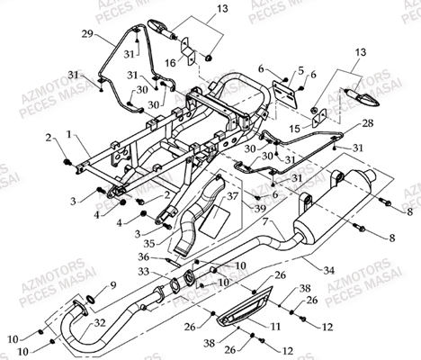 Echappement AZMOTORS Pièces Quad D360 - BLACK DEMON Dès 2008